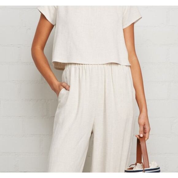 Rachel Pally Tatum Cream Linen Blend Casual Trousers - Picture 6 of 6